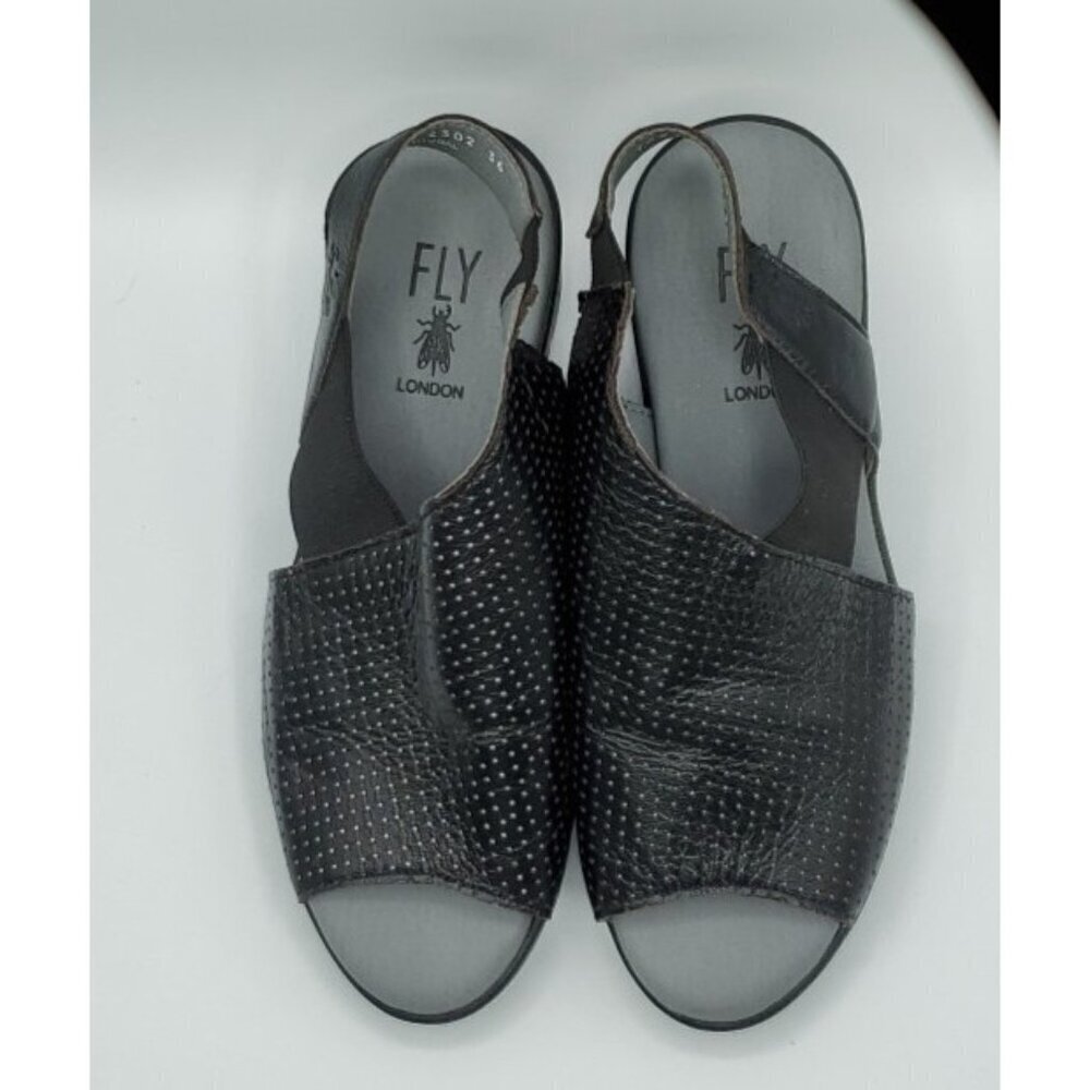 Fly London Women's Black Corners Sandal Peep Toe Size 36 US 5.5 - 6 - Picture 5 of 14